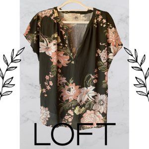 Green Floral V-Neck Summer Blouse/Shirt | LOFT